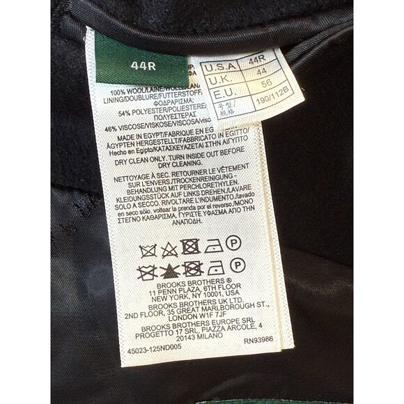 Brooks Brothers Overcoat Men's Size 44R Black Wool Blend Luxury Work Outerwear - Picture 10 of 10